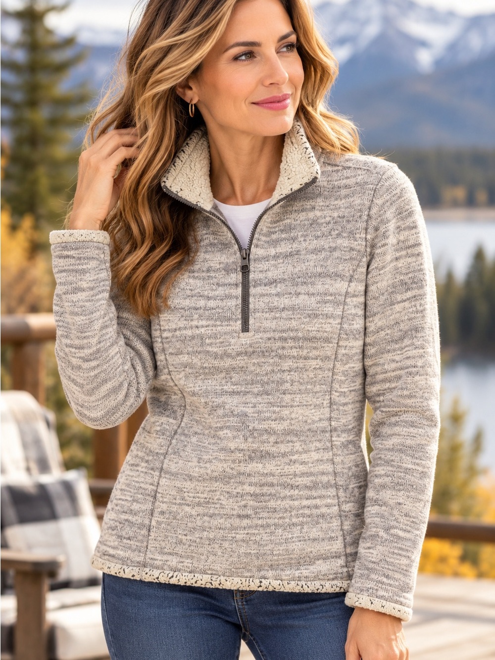 KÜHL Alaska 1/4 Zip Pullover Women’s S Gray Heather Sherpa Fleece